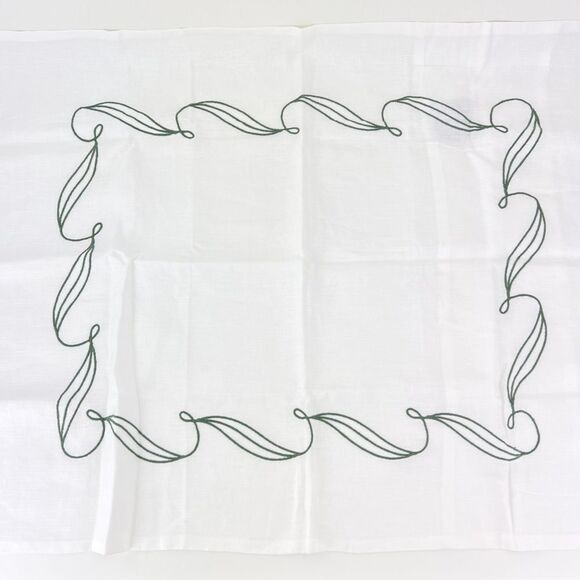 Williams Sonoma Embroidered Linen Leaf Pillowcase Standard White Green - Picture 4 of 6